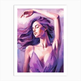 Beautiful Girl In Purple Dress Art Print