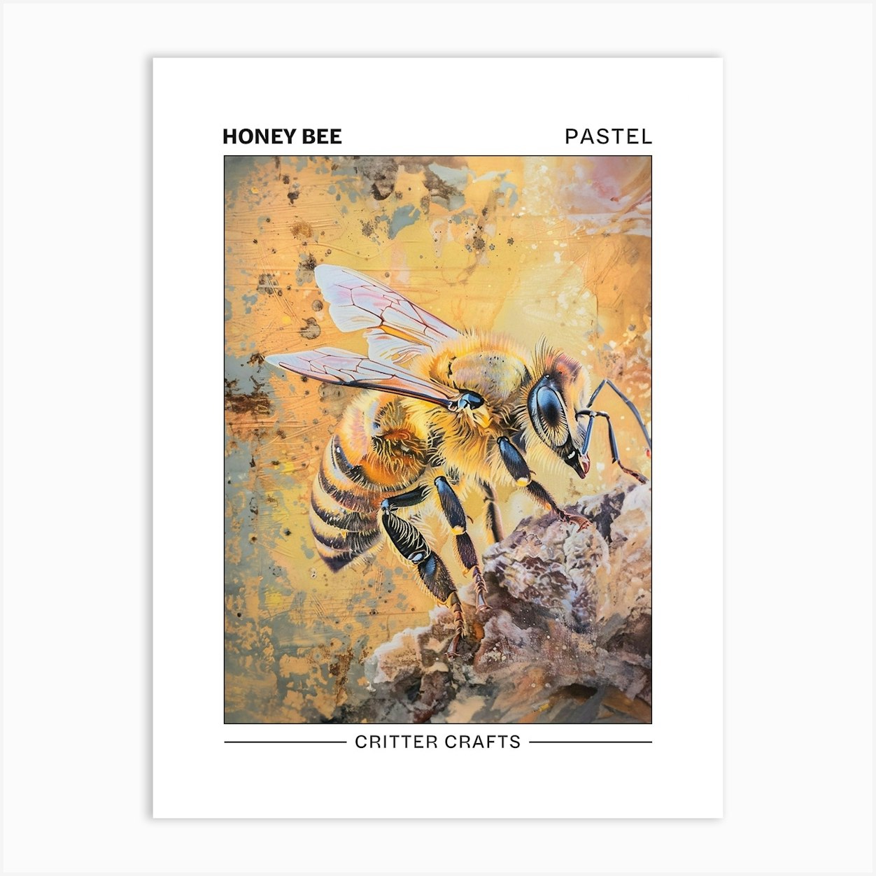 Honey Bee Pastel Watercolour 3 Poster Art Print by Critter Crafts