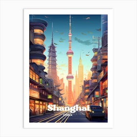 Shanghai China Oriental Pearl Modern Travel Art Art Print