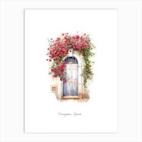 Tarragona, Spain   Mediterranean Doors Watercolour Painting 2 Poster Art Print