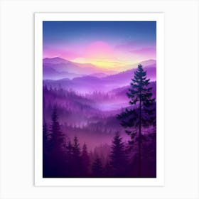 Purple Forest At Sunset Art Print