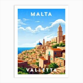 Malta, Valletta — Retro travel minimalist poster 4 Art Print