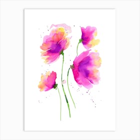 Abstract Poppies Pink I Art Print