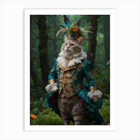 Cat In The Forest 2 Art Print