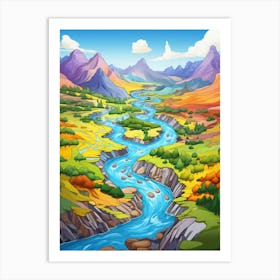 Plateau River Basins Cartoon 3 Art Print