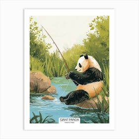 Giant Panda Fishing In A Stream Poster 93 Art Print