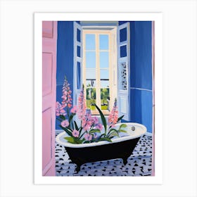 A Bathtube Full Of Foxglove In A Bathroom 4 Art Print