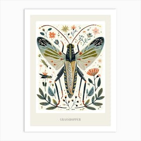 Colourful Insect Illustration Grasshopper 8 Poster Art Print