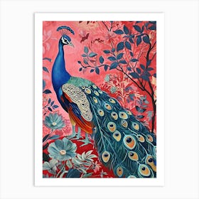 Floral Animal Painting Peacock 3 Art Print