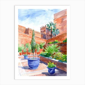 Watercolor Garden In Morocco Art Print