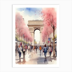 Champs-Elysées Avenue. Paris. The atmosphere and manifestations of spring. 16 Art Print