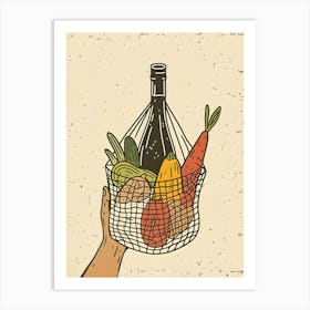 Hand Holding A Basket Of Vegetables Art Print