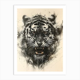 Badass Angry Tiger Ink Painting 14 Art Print