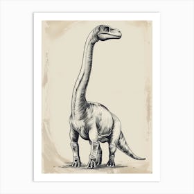 Dryosaurus Sepia & Black Dinosaur Art Print
