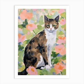 A Japanese Bobtail Cat Painting, Impressionist Painting 3 Art Print