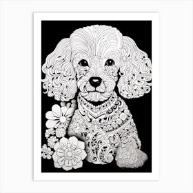 Poodle Dog, Line Drawing 1 Art Print