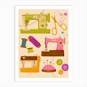 Vintage Sewing Machines Art Print