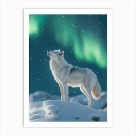 White Wolf Howling. Generated with AI. Art Print 3 Art Print