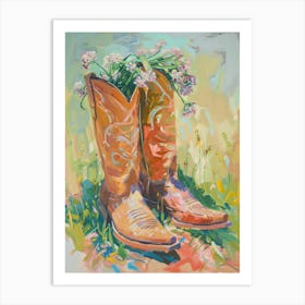 Cowboy Boots And Wildflowers Wild Leek Art Print