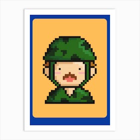 Pixel Soldier yellow Art Print