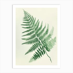 Green Ink Painting Of A Autumn Fern 4 Art Print