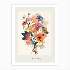 Gerbera Daisy 3 Collage Flower Bouquet Poster Art Print