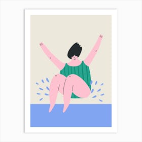 Illustration Of A Woman Swimming Art Print