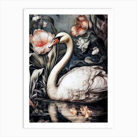 Swan In Water animal Art Print