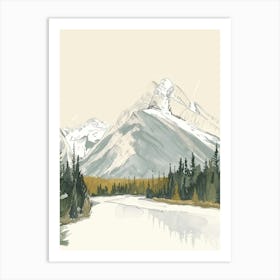 Mount Robson Canada Color Line Drawing (7) Art Print