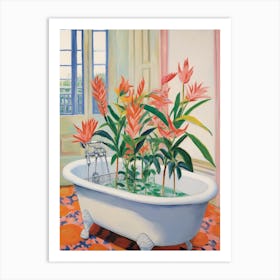 A Bathtube Full Of Bird Of Paradise In A Bathroom 3 Art Print