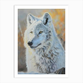 Arctic Wolf Pastel Watercolour 3 Art Print