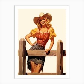 Retro American Cowgirl 3 Art Print