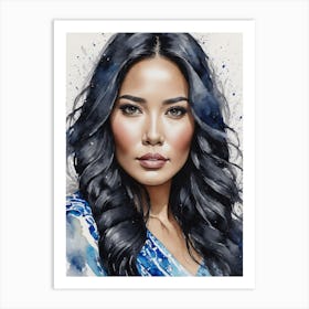 Asian Woman With Long Hair Art Print