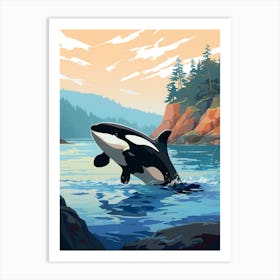 Orca Whale By Rocky Coastline2 Art Print