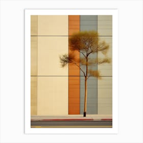 Lone Tree In Front Of Building Art Print
