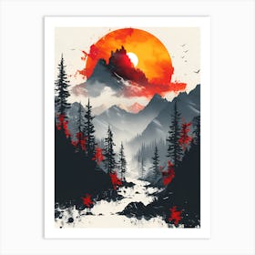 Sunset In The Mountains 22 Art Print