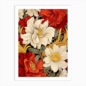 Peony Flower Seamless Pattern 2 Art Print