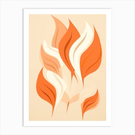 Orange And White Leaves Art Print