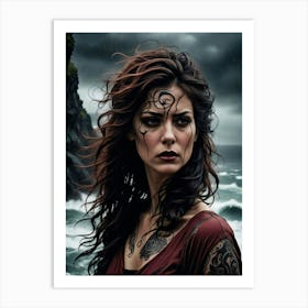 Viking Woman With Tattoos Affiche