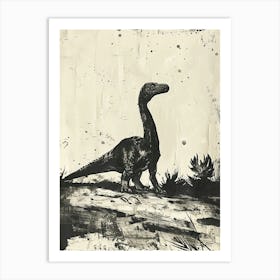 Plateosaurus Dinosaur Black Ink & Sepia Illustration 2 Art Print