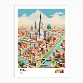 Milan, Italy, Geometric Illustration 4 Poster Art Print