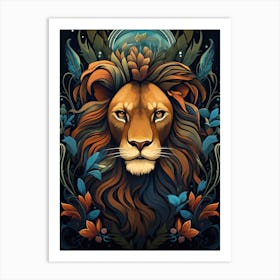 Lion Art Painting  Art Nouveau 1 Art Print