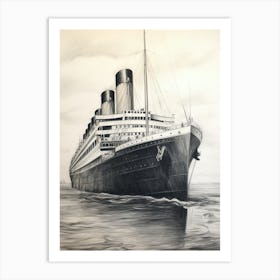 Titanic Ship Charcoal 1 Art Print