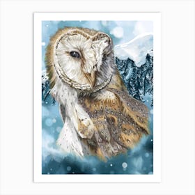 Barn Owl In Winter Art Print