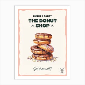 Stack Of Chocolate Donuts The Donut Shop 2 Art Print