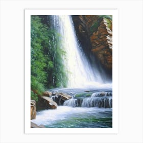 Cascade Du Rouget, France Peaceful Oil Art  Art Print