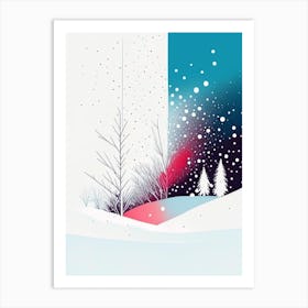 Snowfall, Snowflakes, Minimal Line Drawing 1 Art Print