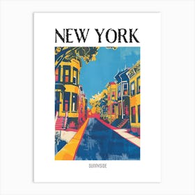 Sunnyside New York Colourful Silkscreen Illustration 1 Poster Art Print