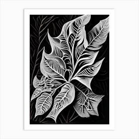 Olive Leaf Linocut 1 Art Print