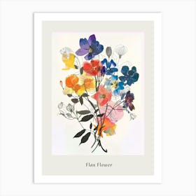 Flax Flower Collage Flower Bouquet Poster Art Print